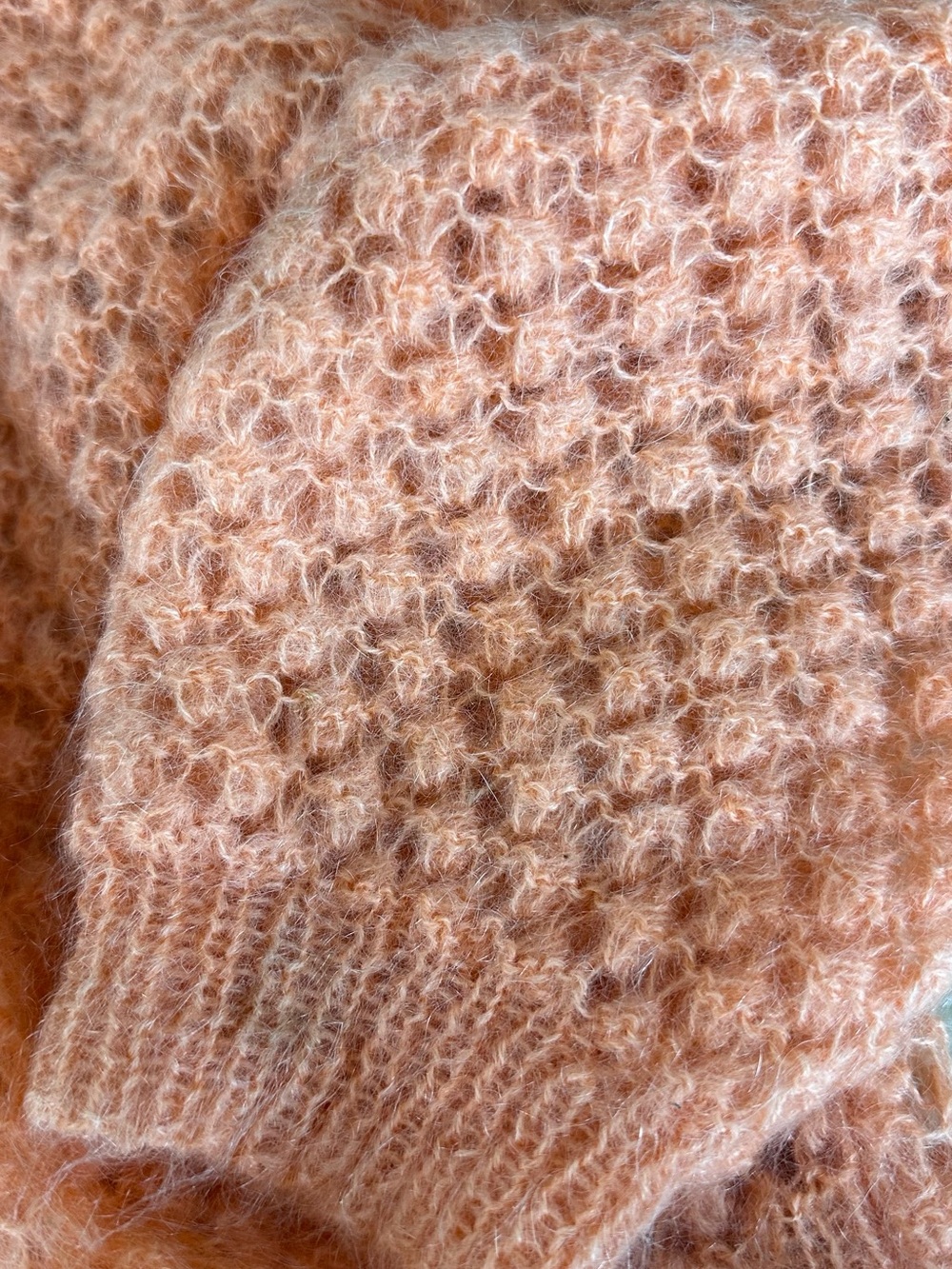 Textured Orange Pearl-Button Knit Cardigan - Picture 6 of 7